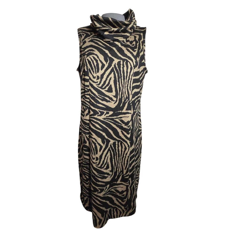 Animal Print Knit Sleeveless Sweater Dress Size XL